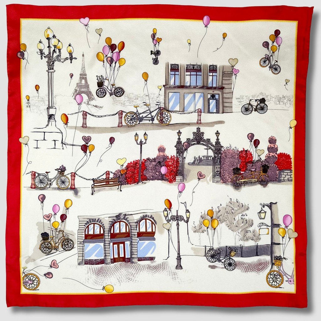 Silk Scarf French Park (red)