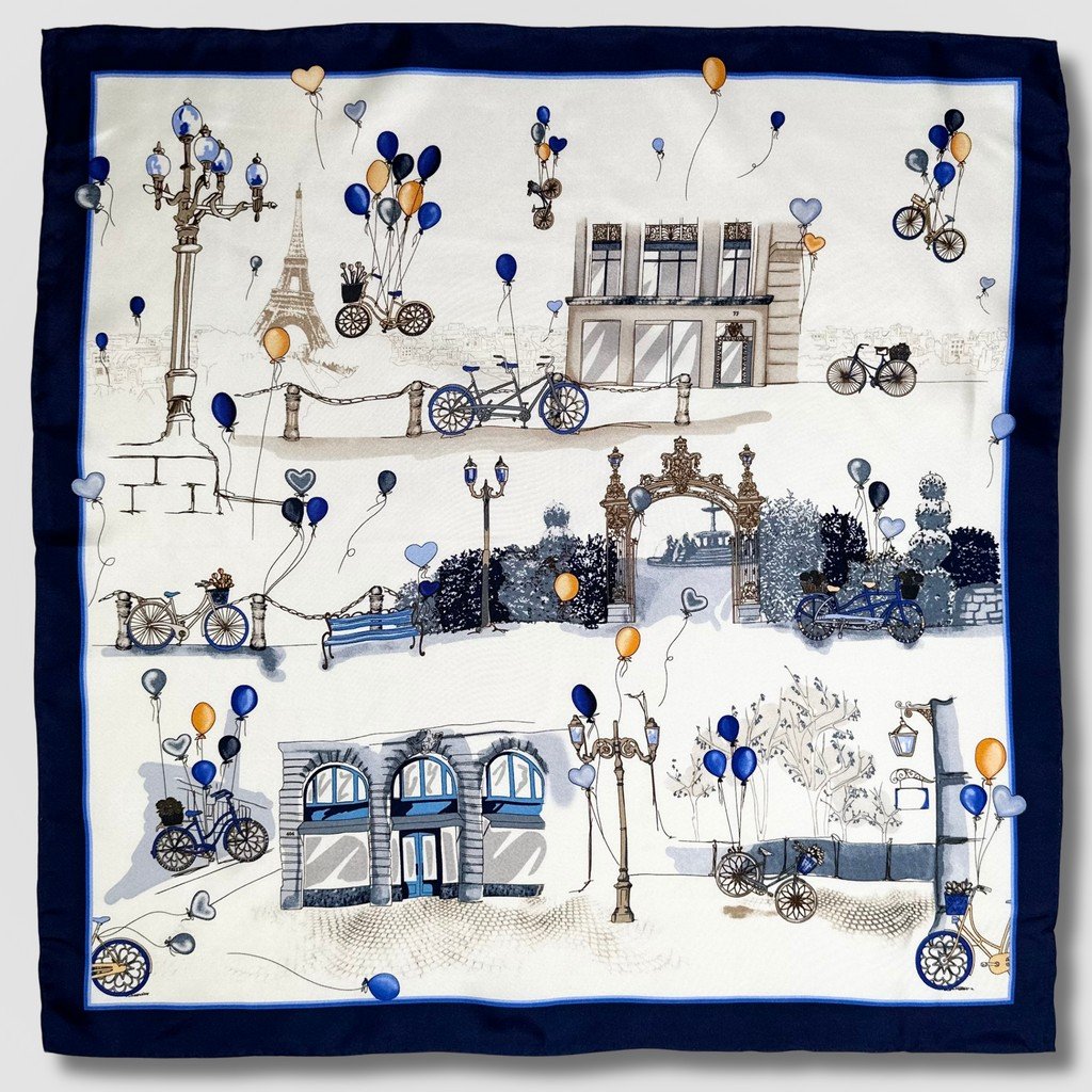 Silk Scarf French Park (blue)