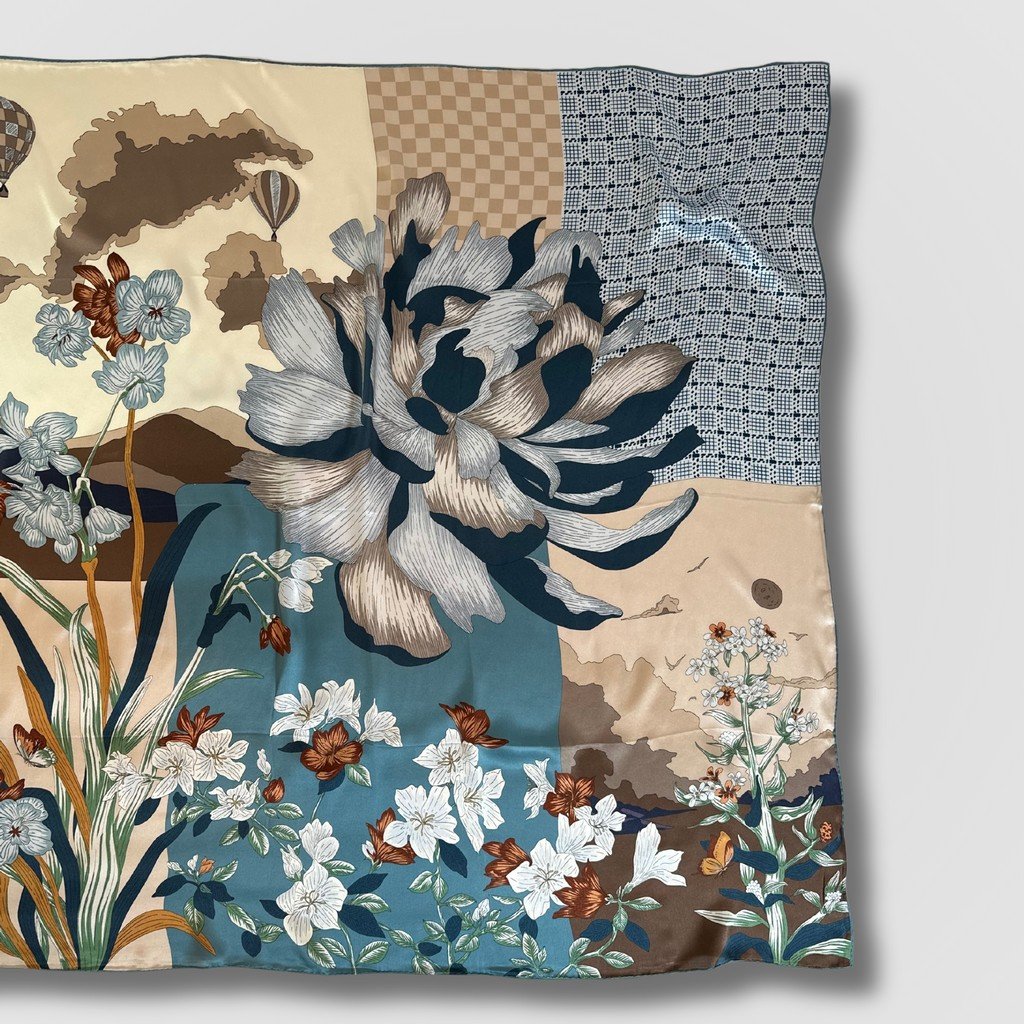 Silk Scarf Garden of Touches (Blue)
