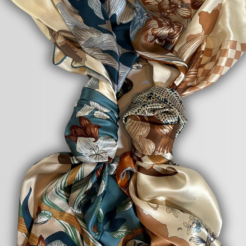 Silk Scarf Garden of Touches (Blue)