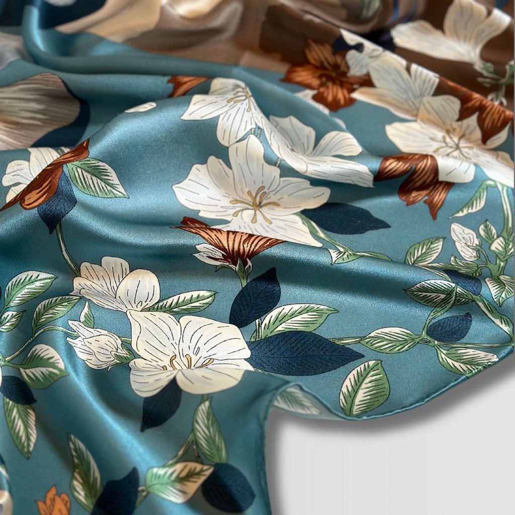 Silk Scarf Garden of Touches (Blue)