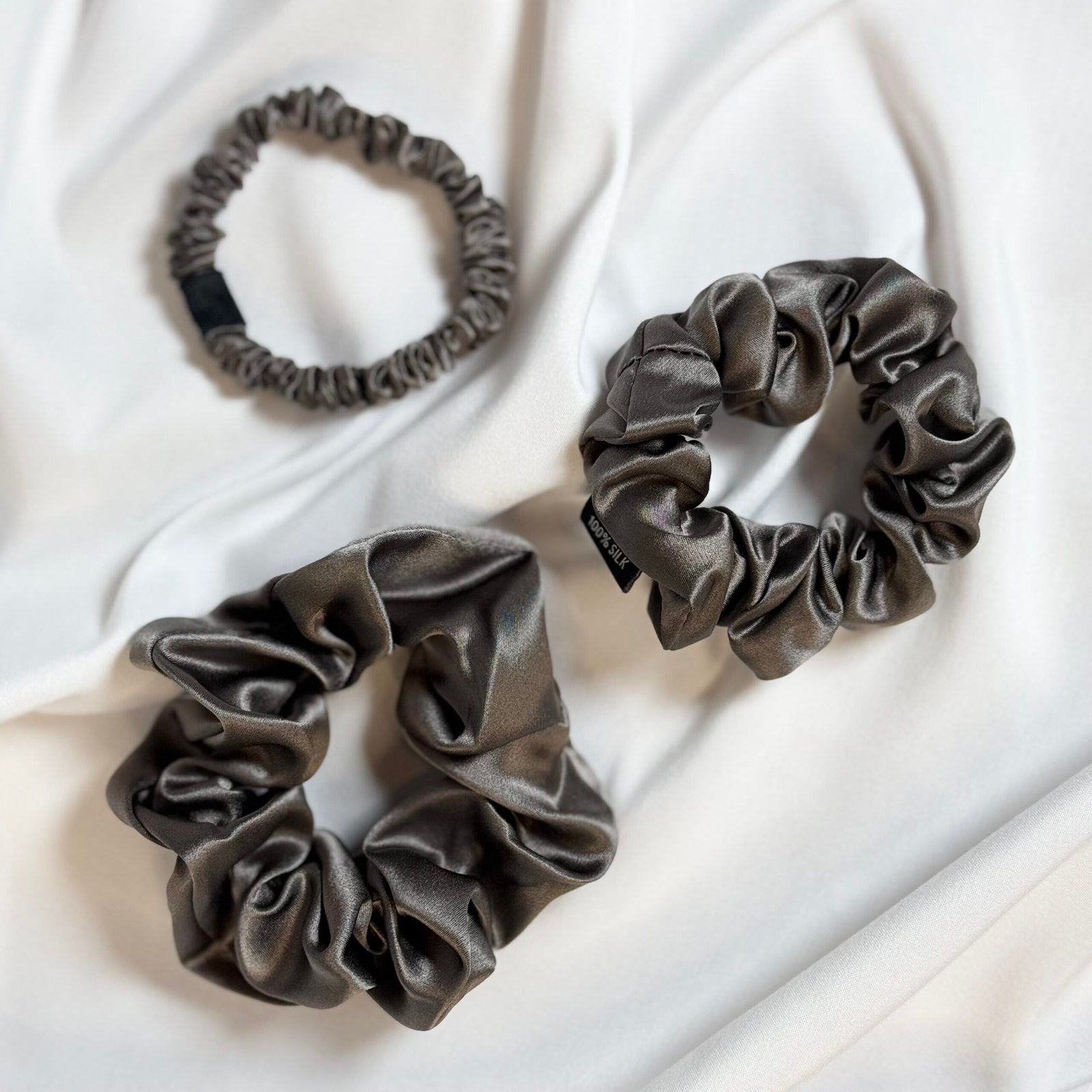 Silk Scrunchie Dark Grey