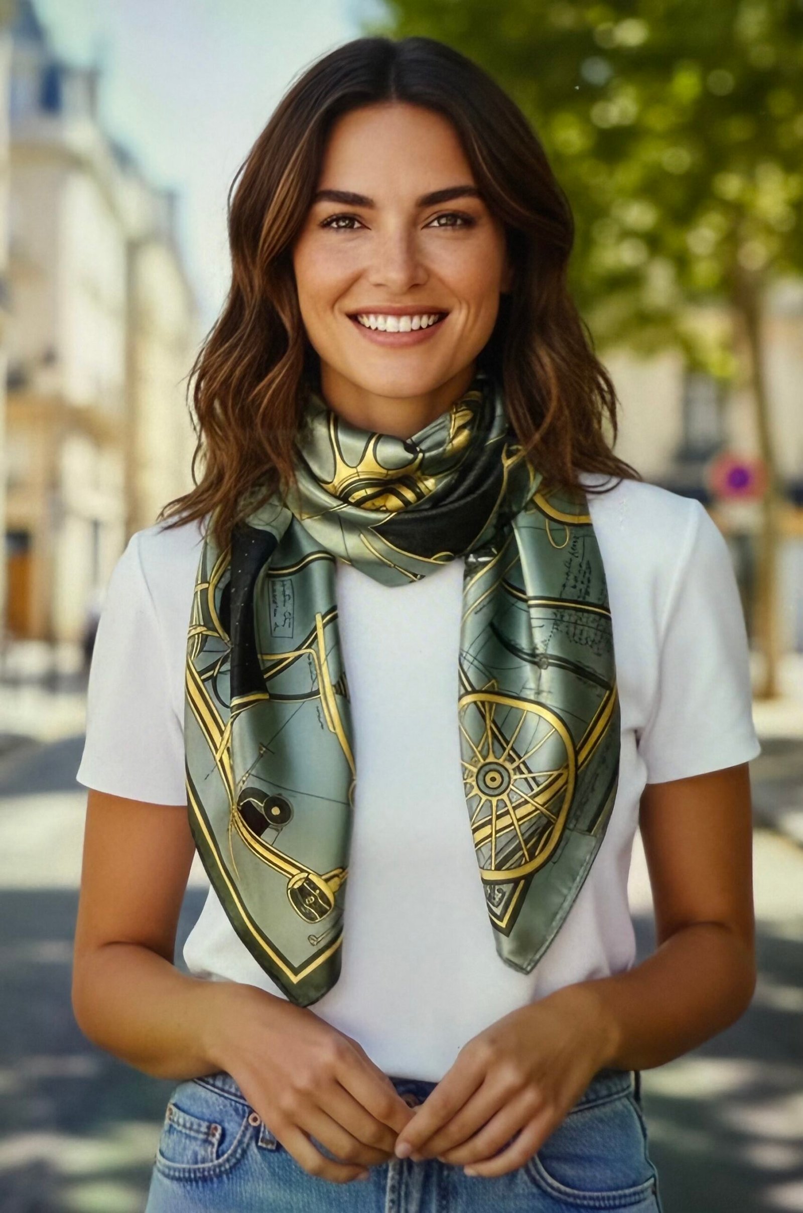 Silk Scarf Time and Space (Green)