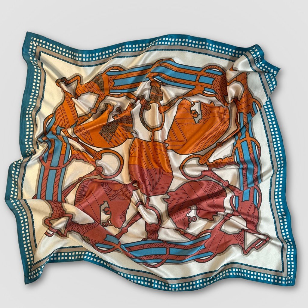 Silk Scarf Meeting of Times (Blue)