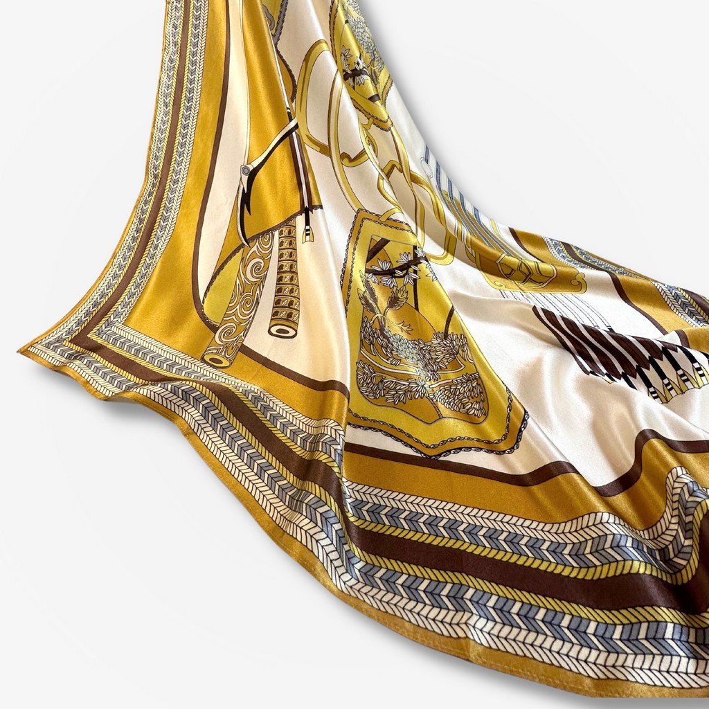 Silk Scarf Meeting of Times (Yellow)