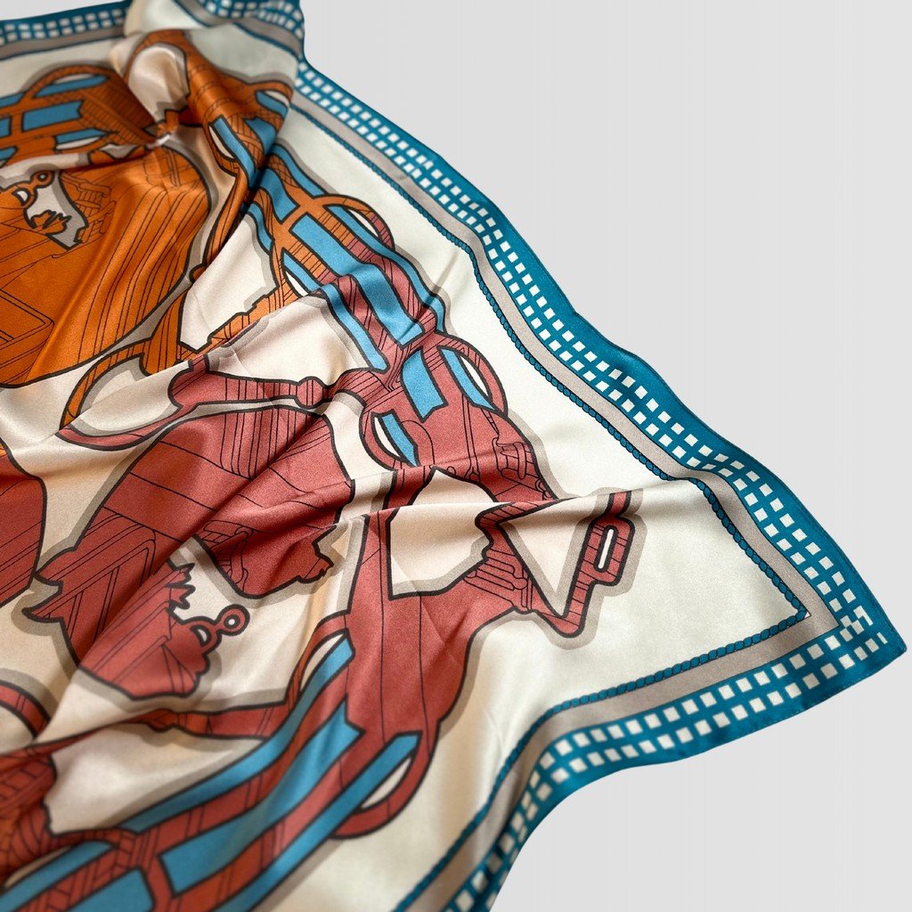 Silk Scarf Meeting of Times (Blue)
