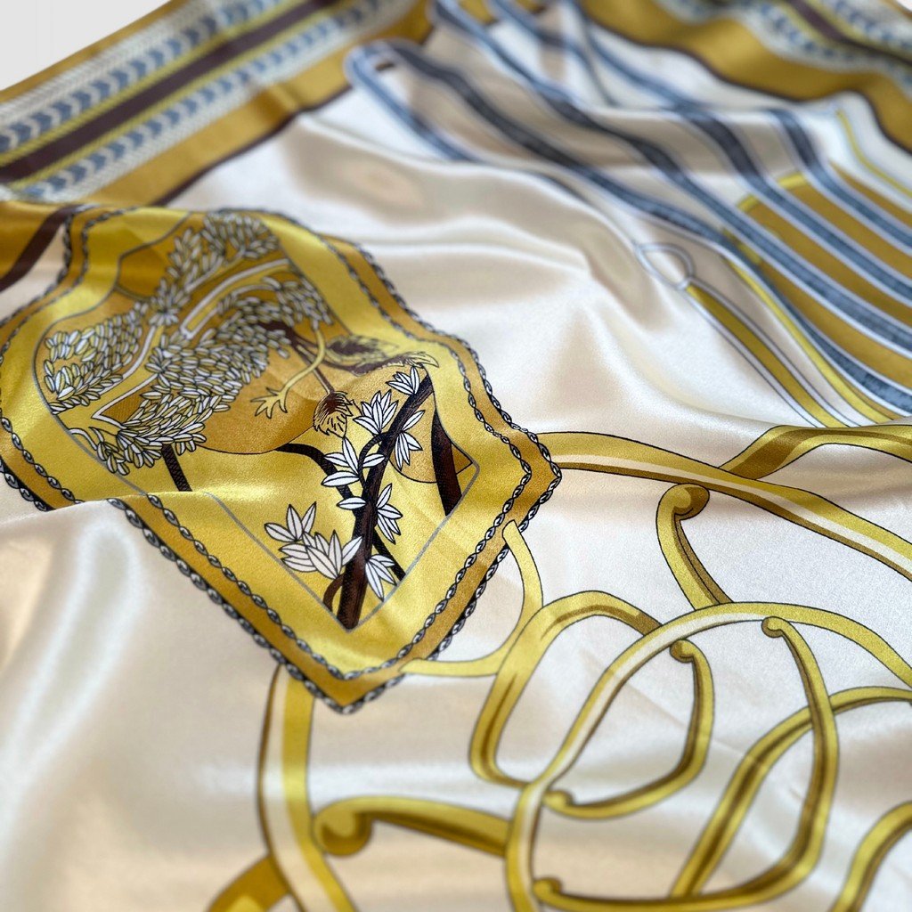Silk Scarf Meeting of Times (Yellow)