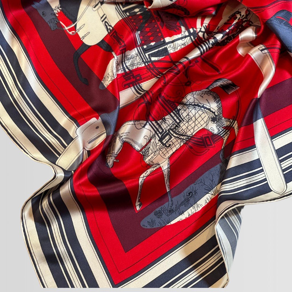 Silk Scarf Red Baroque