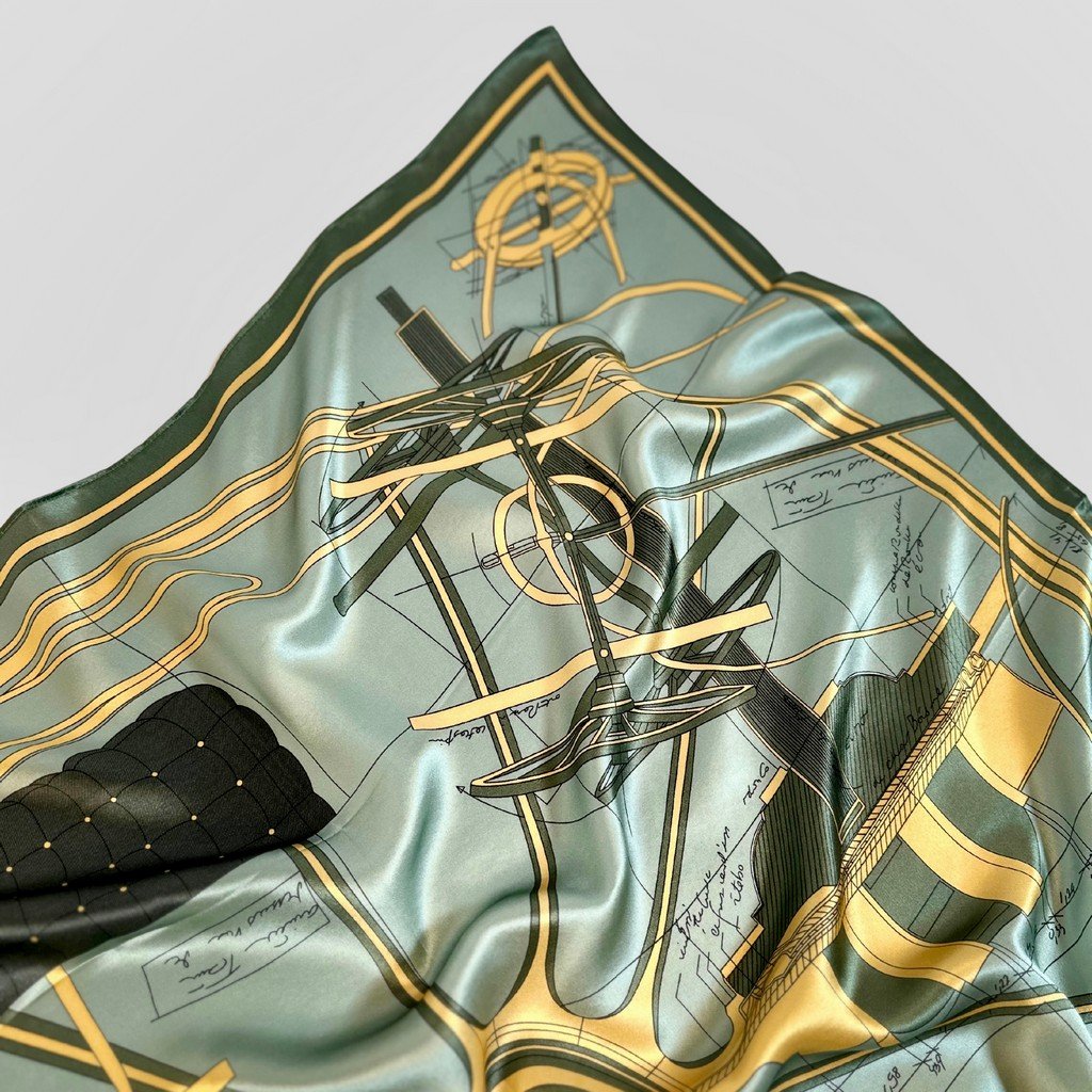 Silk Scarf Time and Space (Green)